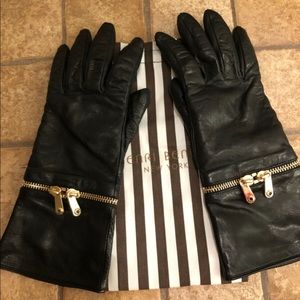 Henri Bendel Leather Cashmere Gloves